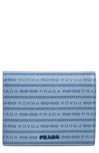 Shop Prada Logo Leather French Wallet In Astrale