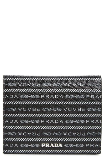 Shop Prada Logo Leather French Wallet In Nero