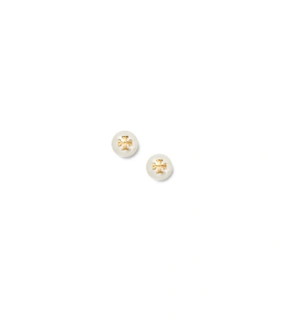 Shop Tory Burch Crystal-pearl Stud Earring In Gold