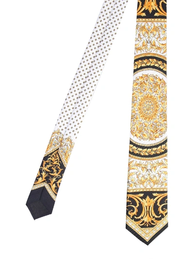 Shop Versace Tie With Iconic Print In Nero