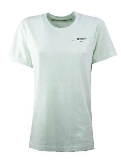 Shop Off-white T-shirt In Light Blue Black Cotton In Verde