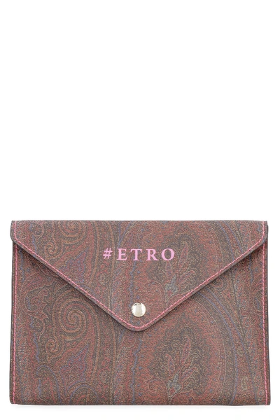 Shop Etro Paisley Print Pouch In Brown