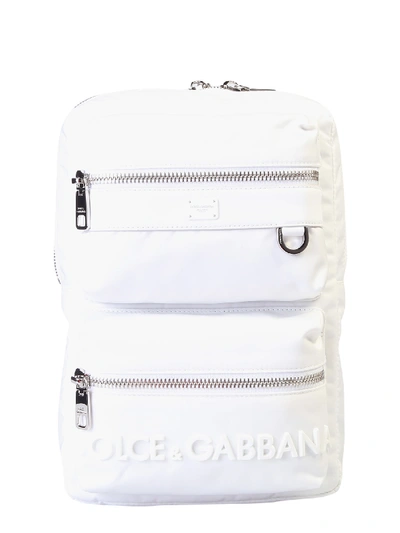 Shop Dolce & Gabbana Branded Backpack In White