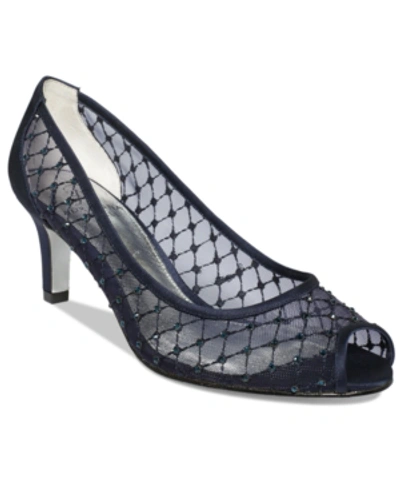 Shop Adrianna Papell Jamie Evening Pumps Women's Shoes In Navy