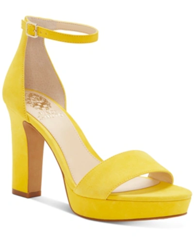 Shop Vince Camuto Sathina Dress Sandals Women's Shoes In Daisy Yellow