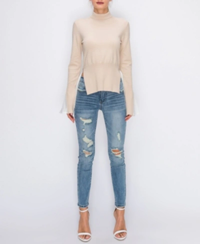 Shop English Factory Twofer Sweater Top In Tan