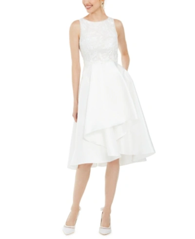 Shop Adrianna Papell Sequin Mikado Bridal Dress In Ivory