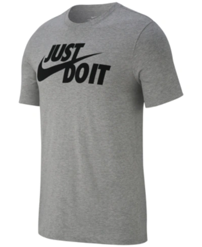 Shop Nike Men's Sportswear Just Do It T-shirt In Grey Heather/black