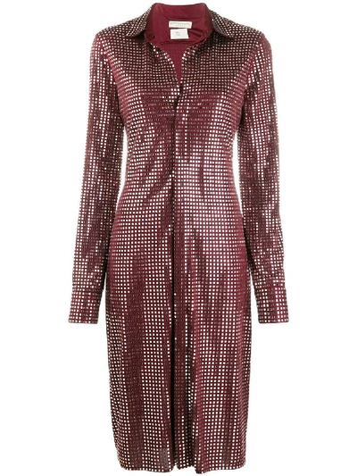 Shop Bottega Veneta Burgundy Mirror Embellished Dress