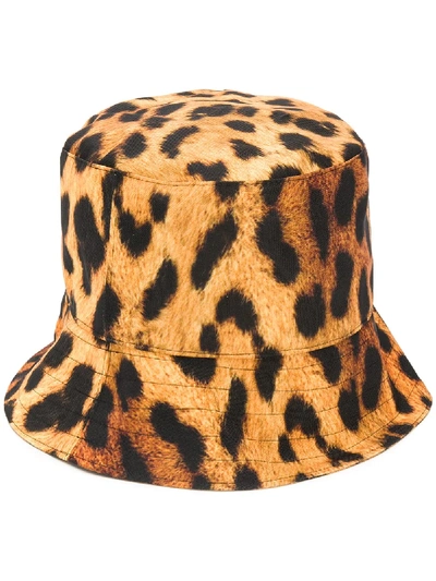 Shop Manokhi Leopard Print Bucket Hat In 黄色
