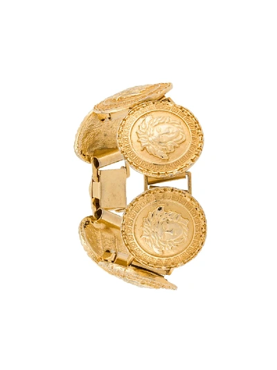 Pre-owned Versace 1990s Medusa Linked Bracelet In Gold