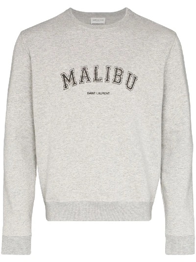 Shop Saint Laurent Malibu Logo Sweatshirt In Grey
