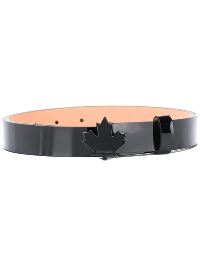 Shop Dsquared2 Maple Leaf Logo Buckle Belt In Black