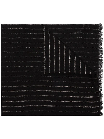 Shop Saint Laurent Stripe-pattern Scarf In Black