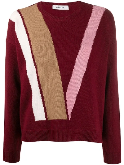 Shop Valentino Intarsia Virgin Wool Jumper In Red