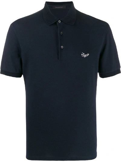 Shop Ermenegildo Zegna Signature Polo Shirt In Blue