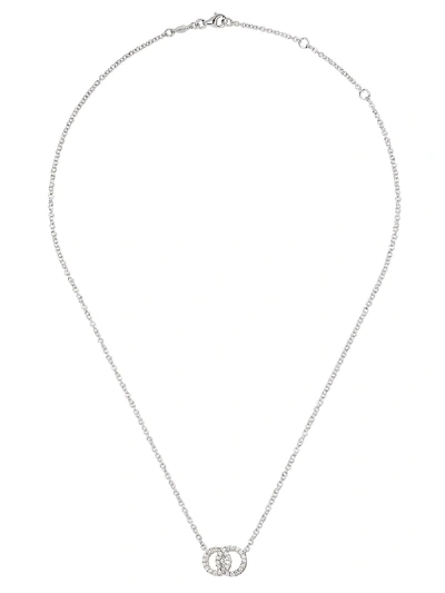 Shop Kiki Mcdonough 18kt White Gold Signatures Interlinking Diamond Hoop Necklace