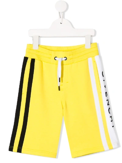 Shop Givenchy Logo Drawstring Shorts In Yellow
