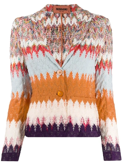 Shop Missoni Abstract Knit Cardigan In Neutrals