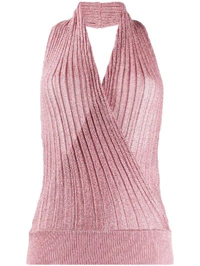 Shop Missoni Knitted Wrap Halter Top In Pink