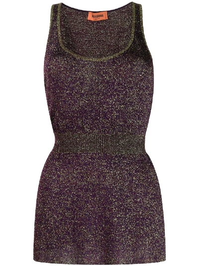 Shop Missoni Glitter-effect Tank Top In Purple