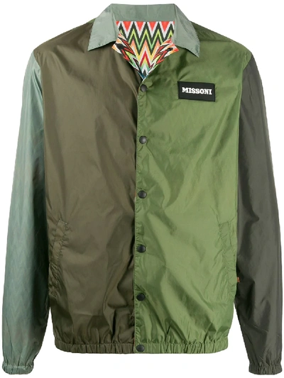 Shop Missoni Colour-block Jacket In Green