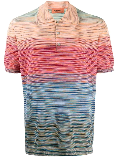 Shop Missoni Abstract Stripe Polo Shirt In Blue