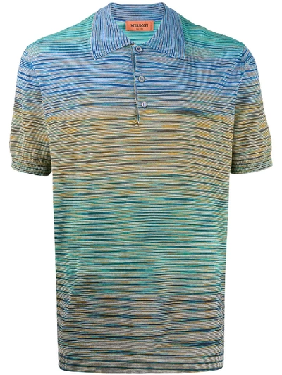 Shop Missoni Striped Polo Shirt In Blue