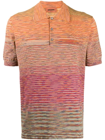 Shop Missoni Abstract Stripe Polo Shirt In Orange