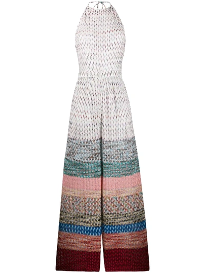 Shop Missoni Crocheted Geometric-print Jumpsuit In White