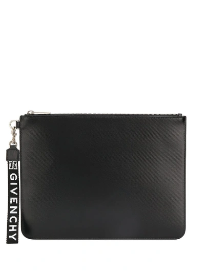 Shop Givenchy Logo Strap Clutch In Black