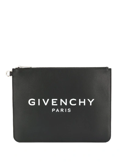 Shop Givenchy Logo Printed Clutch In Black