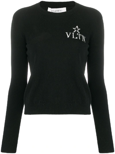 Shop Valentino Jacquard V Logo Jumper In Black
