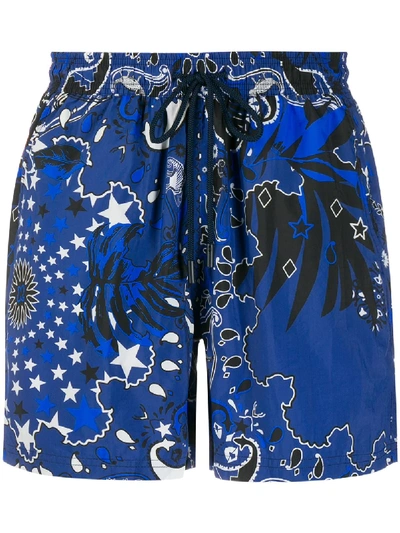 Shop Etro Abstract Print Swim Shorts In Blue