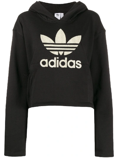 Shop Adidas Originals Branded Hoodie In Black