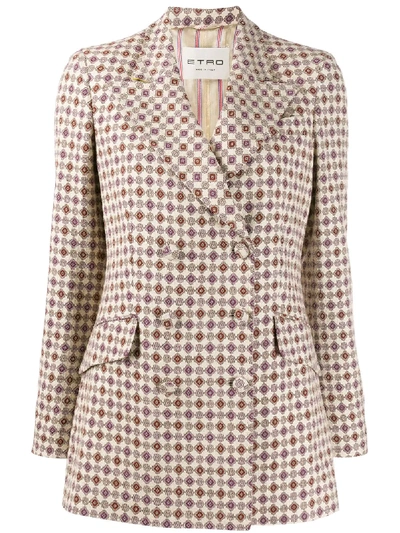 Shop Etro Fitted Double-breasted Blazer In Neutrals