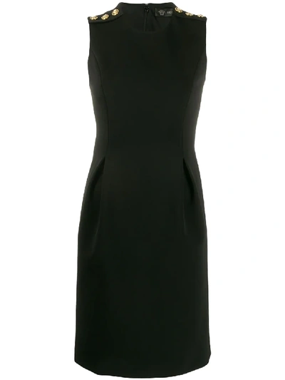 Shop Versace Medusa Embellished Sleeveless Mini Dress In Black