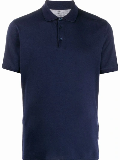 Shop Brunello Cucinelli Signature Piqué Polo Shirt In Blue