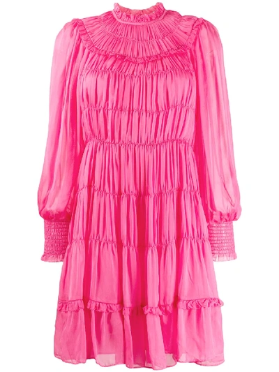 Shop Ulla Johnson Gathered Tiered Dress In Pink