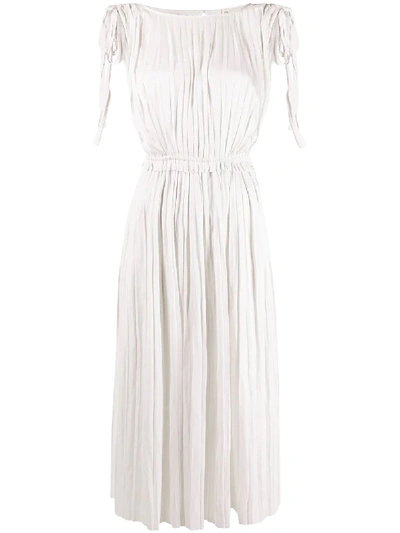 Shop Ulla Johnson Pleated Midi Dress In Neutrals