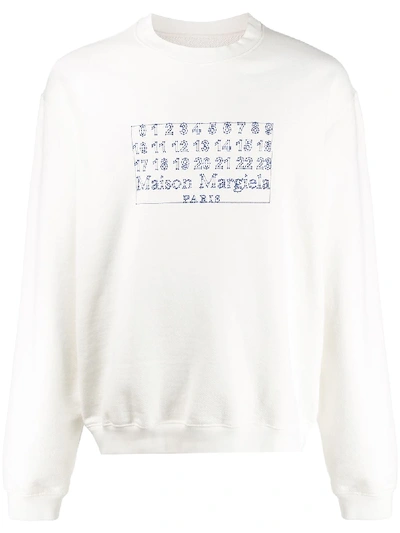 Shop Maison Margiela Numbers Logo Sweatshirt In White