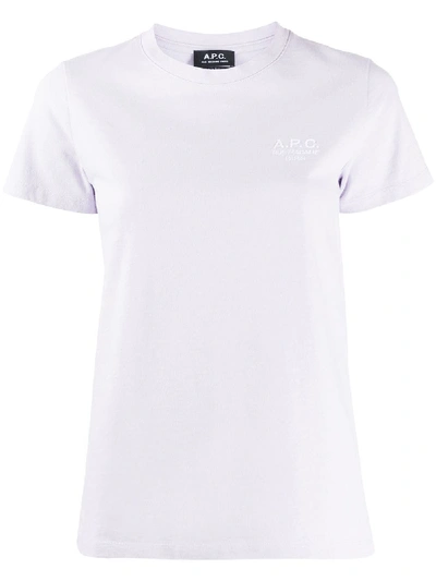 Shop Apc Embroidered Logo T-shirt In Purple