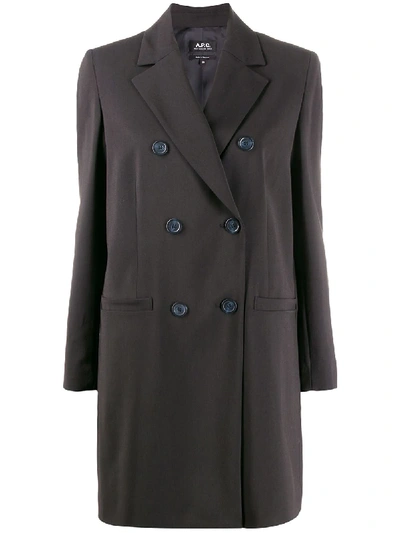Shop Apc Double-breasted Blazer Coat In Black