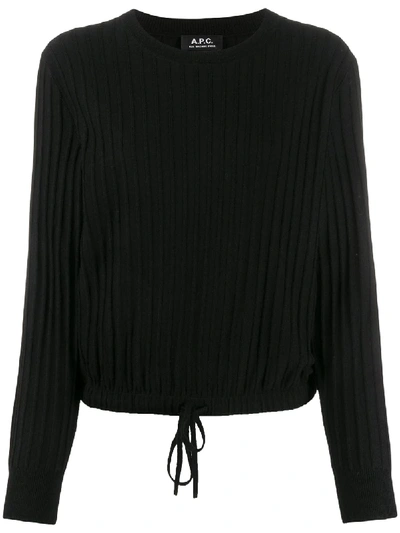 Shop Apc Ribbed Drawstring-hem Jumper In Black