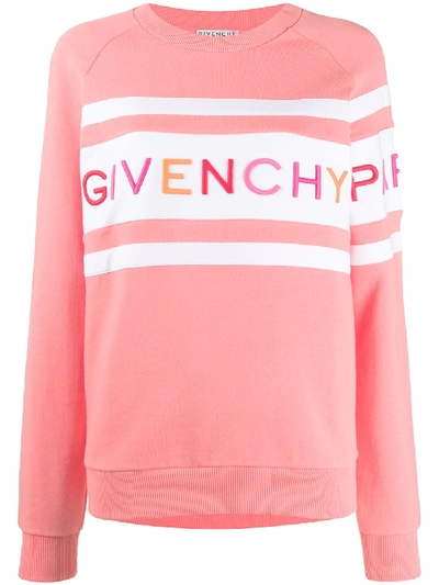 Shop Givenchy Embroidered Logo Sweatshirt In Pink