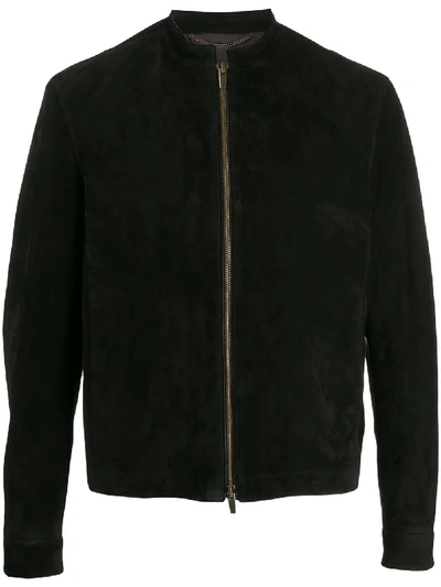 Shop Ajmone Long Sleeve Zipped Jacket In Black