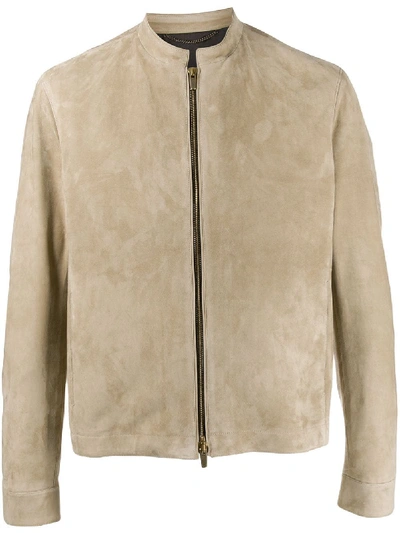 Shop Ajmone Long Sleeve Zipped Jacket In Neutrals
