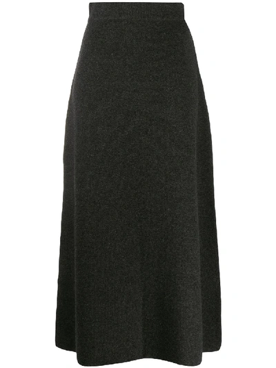 Shop Le Kasha Melrose Cashmere Midi Skirt In Grey