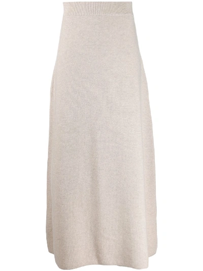 Shop Le Kasha Melrose Cashmere Midi Skirt In Neutrals