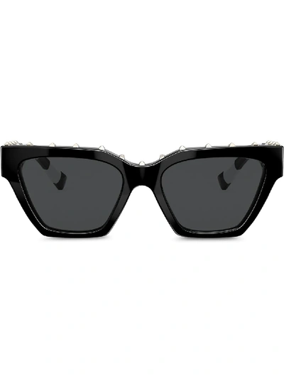 Shop Valentino Square Frame Sunglasses With Studs In Black